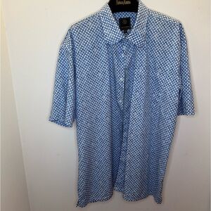Men's Blue Geometric Button Down Shirt